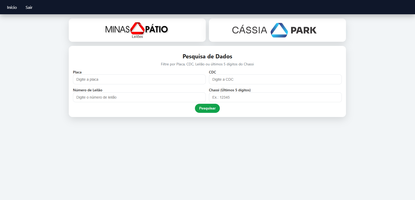 GB Leilões — Tela 2